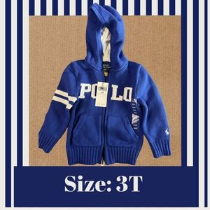 New w/o tags toddler 3T Polo Ralph Lauren full zip hooded sweater $115 retail!